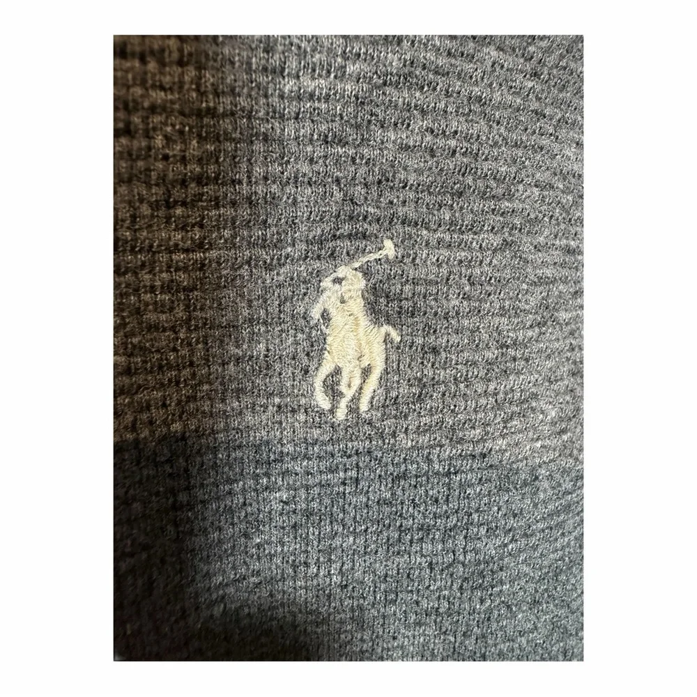 Polo Ralph Lauren Shirt Mens L Gray Waffle Knit Thermal Long Sleeve Preppy
